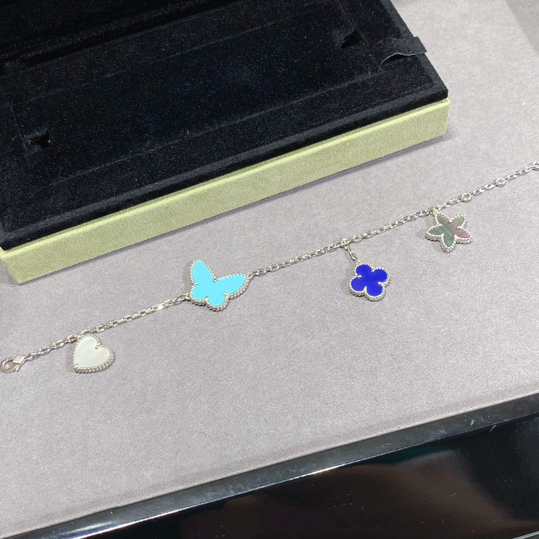 DIANA LUCKY SPRING SILVER BRACELET 4 MOTIF
