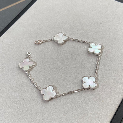 DIANA CLOVER SILVER MOP 5 MOTIF BRACELET
