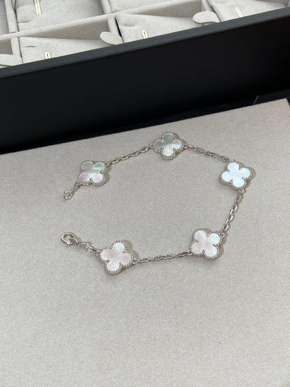 DIANA CLOVER SILVER MOP 5 MOTIF BRACELET