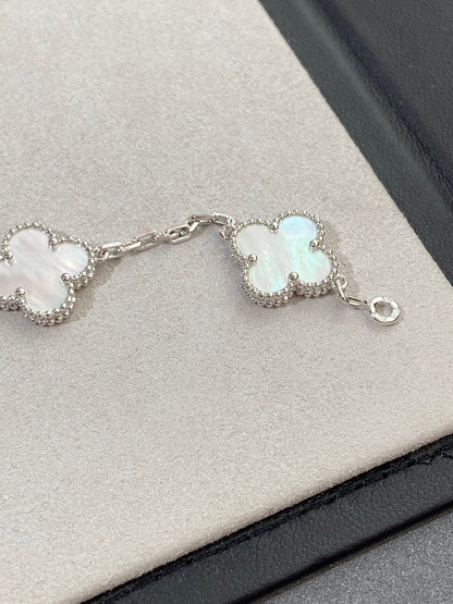 DIANA CLOVER SILVER MOP 5 MOTIF BRACELET