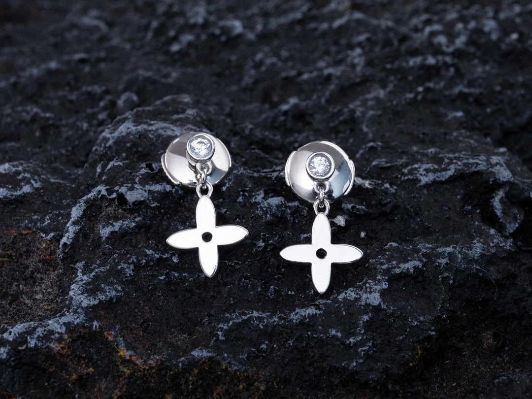 DIANA VIDYLLE SILVER DIAMOND MINI DROP EARRINGS