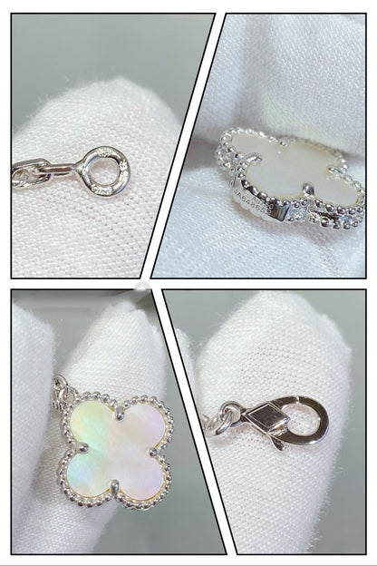 DIANA CLOVER 5 MOTIF WHITE MOP SILVER BRACELET