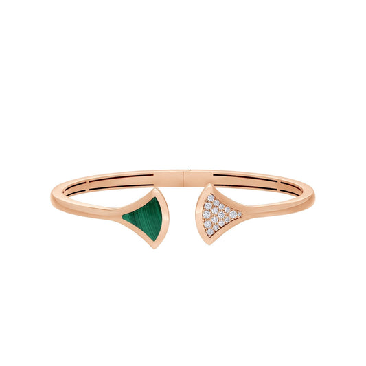 DIANA DREAM BRACELET OPEN MALACHITE PINK GOLD