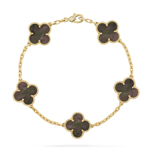 DIANA CLOVER 5 MOTIF GRAY MOP  BRACELET