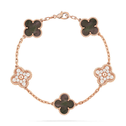 DIANA CLOVER 5 MOTIF GRAY MOP DIAMOND BRACELET