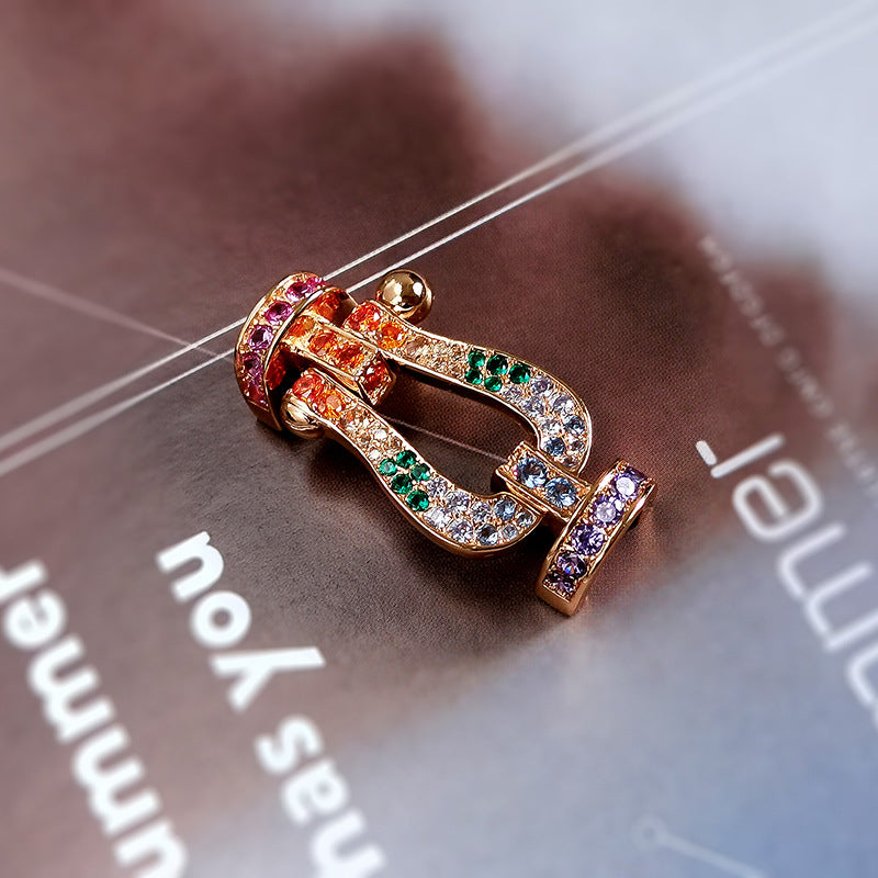 DIANA FORCE LARGE HORSESHOE  COLORED DIAMOND BRACELET ROSE GOLD