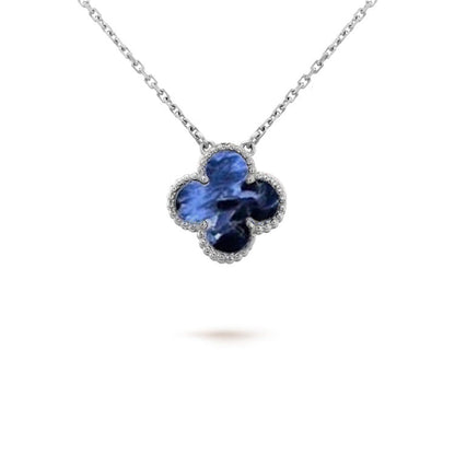 DIANA CLOVER 15MM PIETERSITE NECKLACE SILVER