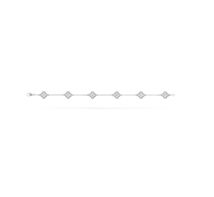 DIANA CLOVER 6 MOTIF SILVER DIAMOND BRACELET