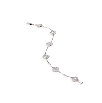 DIANA CLOVER 6 MOTIF SILVER DIAMOND BRACELET