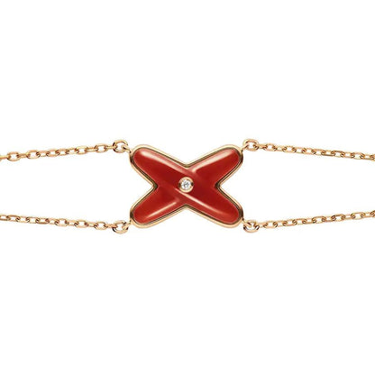 DIANA JEUX BRACELET CARNELIAN PINK GOLD 1 DIAMOND