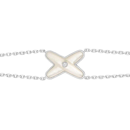 DIANA JEUX BRACELET WHITE MOP SILVER 1 DIAMOND