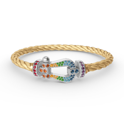 DIANA FORC LARGE HORSESHOE  COLORED DIAMOND BRACELET SILVER