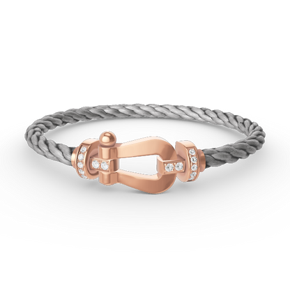 DIANA FORCE LARGE HORSESHOE HALF DIAMOND BRACELET ROSE GOLD