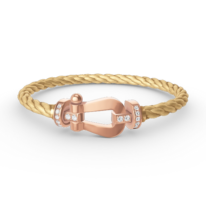 DIANA FORCE LARGE HORSESHOE HALF DIAMOND BRACELET ROSE GOLD