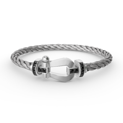 DIANA FORCE LARGE HORSESHOE BLACK DIAMOND BRACELET SILVER