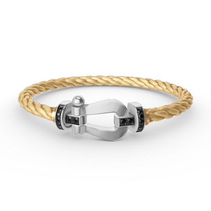 DIANA FORCE LARGE HORSESHOE BLACK DIAMOND BRACELET SILVER