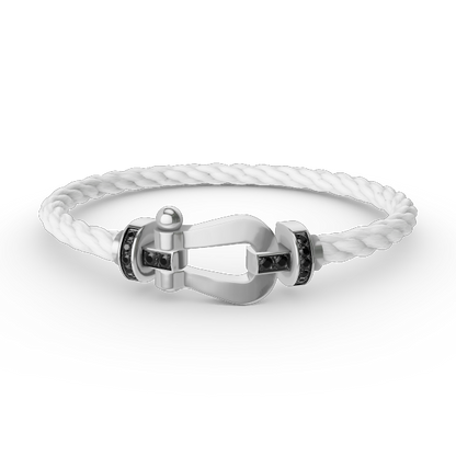 DIANA FORCE LARGE HORSESHOE BLACK DIAMOND BRACELET SILVER