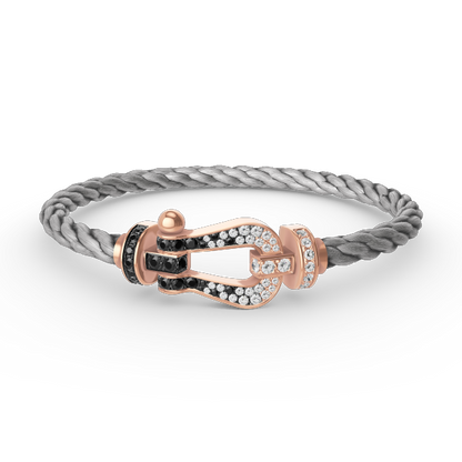 DIANA FORCE LARGE HORSESHOE BLACK WHITE DIAMOND BRACELET ROSE GOLD
