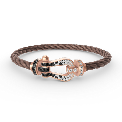 DIANA FORCE LARGE HORSESHOE BLACK WHITE DIAMOND BRACELET ROSE GOLD