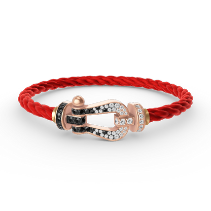 DIANA FORCE LARGE HORSESHOE BLACK WHITE DIAMOND BRACELET ROSE GOLD
