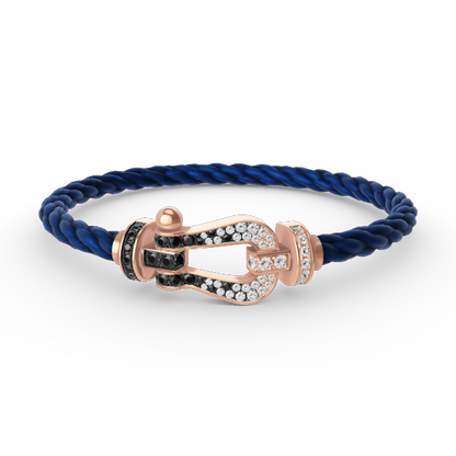 DIANA FORCE LARGE HORSESHOE BLACK WHITE DIAMOND BRACELET ROSE GOLD
