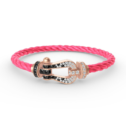 DIANA FORCE LARGE HORSESHOE BLACK WHITE DIAMOND BRACELET ROSE GOLD