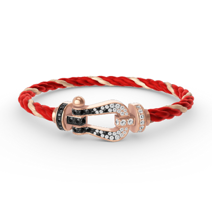 DIANA FORCE LARGE HORSESHOE BLACK WHITE DIAMOND BRACELET ROSE GOLD