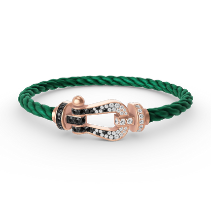 DIANA FORCE LARGE HORSESHOE BLACK WHITE DIAMOND BRACELET ROSE GOLD