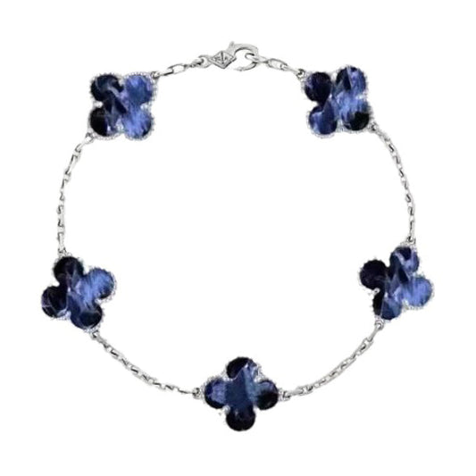 DIANA CLOVER 5 MOTIF PIETERSITE SILVER BRACELET