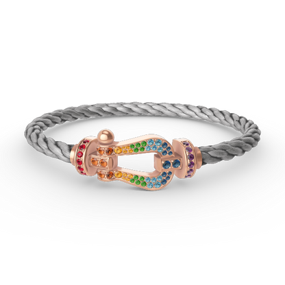 DIANA FORCE LARGE HORSESHOE  COLORED DIAMOND BRACELET ROSE GOLD