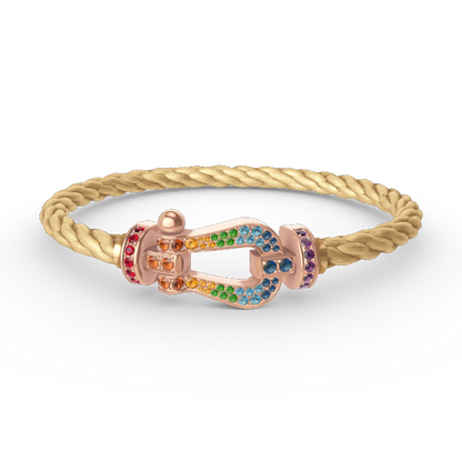 DIANA FORCE LARGE HORSESHOE  COLORED DIAMOND BRACELET ROSE GOLD