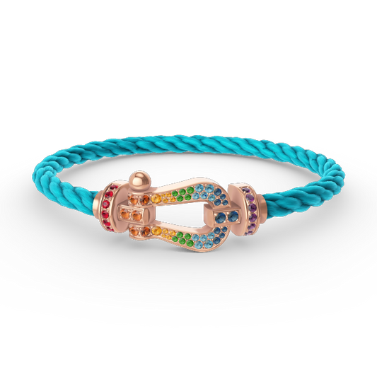 DIANA FORCE LARGE HORSESHOE  COLORED DIAMOND BRACELET ROSE GOLD
