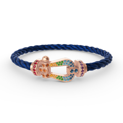 DIANA FORCE LARGE HORSESHOE  COLORED DIAMOND BRACELET ROSE GOLD
