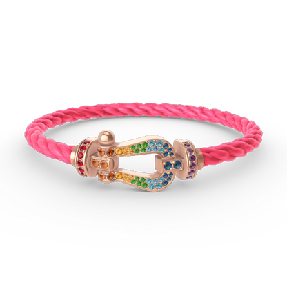 DIANA FORCE LARGE HORSESHOE  COLORED DIAMOND BRACELET ROSE GOLD