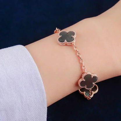 DIANA CLOVER 5 MOTIF GRAY MOP  BRACELET