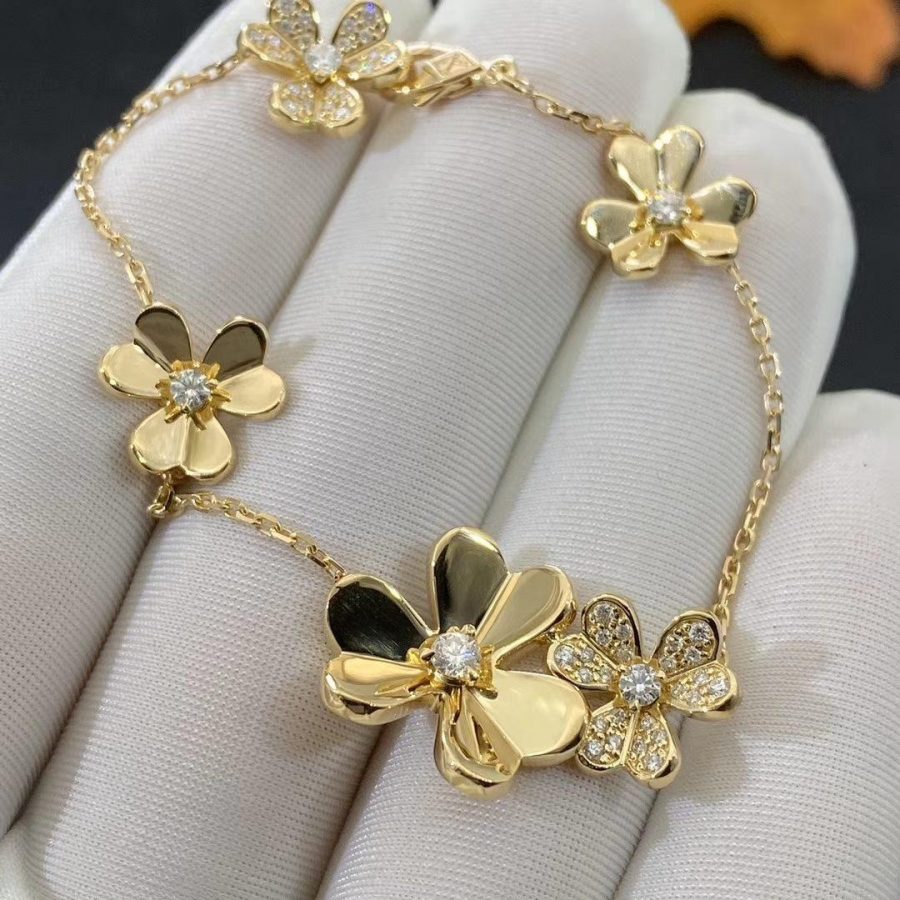 DIANA FRIVOLE GOLD 5 FLOWERS BRACELET