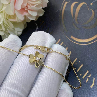 DIANA FRIVOLE GOLD FLOWER PINK MALACHITE BRACELET