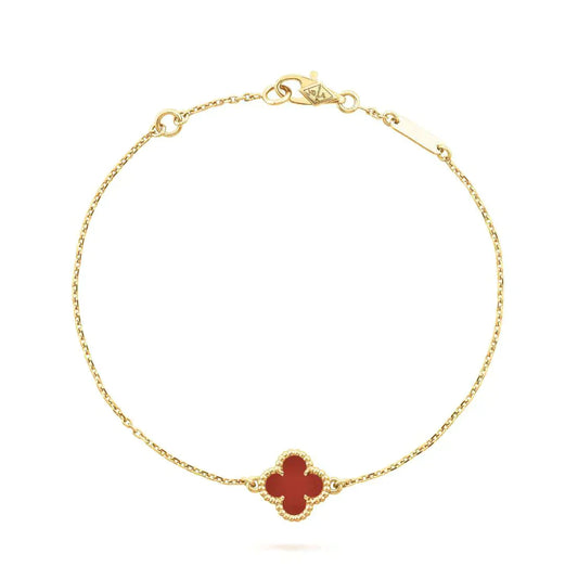 DIANA CLOVER  CARNELIAN SINGLE FLOWER BRACELET