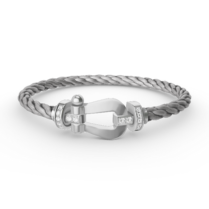 DIANA FORCE LARGE HORSESHOE HALF DIAMOND BRACELET SILVER