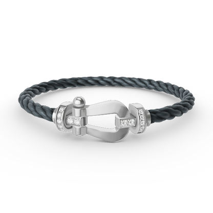 DIANA FORCE LARGE HORSESHOE HALF DIAMOND BRACELET SILVER