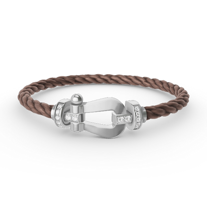 DIANA FORCE LARGE HORSESHOE HALF DIAMOND BRACELET SILVER
