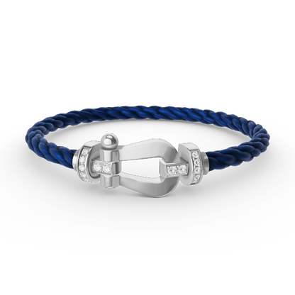 DIANA FORCE LARGE HORSESHOE HALF DIAMOND BRACELET SILVER