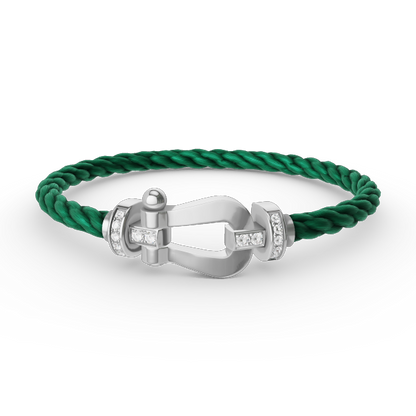 DIANA FORCE LARGE HORSESHOE HALF DIAMOND BRACELET SILVER